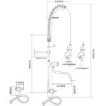 Eelloputamise pihustusseade kraaniga Teki paigaldus Tõste käepide Üks auk Kahekordne ühendus Kõrgus 1210mm Auk 22mm Roostevabast terasest | Adexa 6901A12 - Image 2