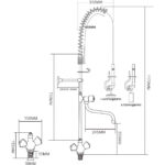 Eelloputusdush Keeratav Käepide Üks auk Kahekordne ühendus Kõrgus 1170 mm Auk 30 mm Roostevaba teras | Adexa 6902A12 - Image 2