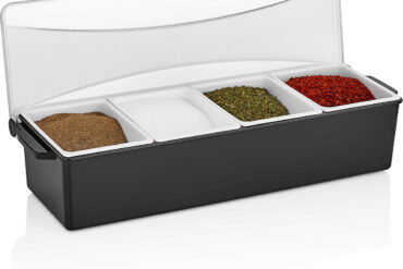 Garneeringu kandik / Maitseainete dosaator kaanega, 4 sektsiooni | Adexa CHA003