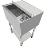 Kaubanduslik jääkast kahe plastikust aluse, rataste ja kaanega, roostevaba teras, 30 liitrit | Adexa CIBT1924C