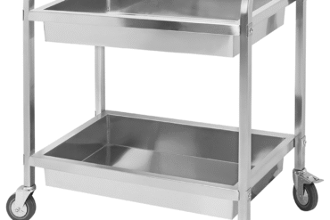 Roostevabast terasest teeninduskäru 2 sügavat riiulit Ruuttorud 950x500x950mm | Adexa SDT2A