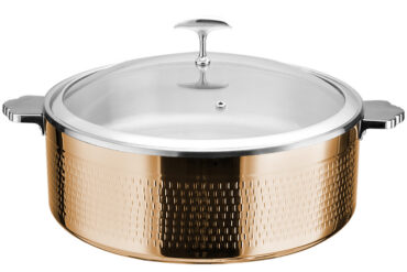 Serveerimis- ja soojenduspott klaaskaanega & roostevabast terasest sisuga kolmekihiline vasardatud pind ⌀320x120mm vask | Adexa E0312010