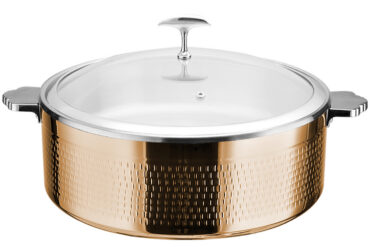 Serveerimis- ja soojenduspott klaaskaanega ja keraamilise sisuga kolmekihiline vasardatud pind ⌀320x120mm vask | Adexa E0312010M