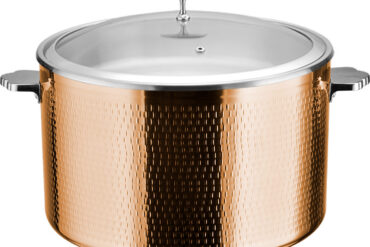 Serveerimis- ja kuumutuspotiga klaaskaanega & roostevabast terasest sisuga kolmekihiline haamerdatud pind ⌀320x210mm vask | Adexa E0312301