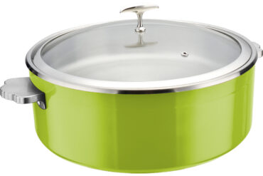 Serveerimis- ja soojenduspott klaaskaanega & roostevabast terasest sisuga Kolmekihiline haamerdatud pind ⌀320x120mm Roheline | Adexa E0912010