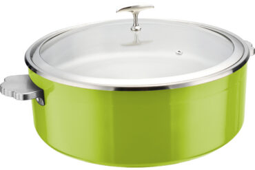 Serveerimis- ja soojenduspott klaaskaanega ja keraamilise sisuga Kolmekihiline haamerdatud pind ⌀320x120mm Roheline | Adexa E0912010M