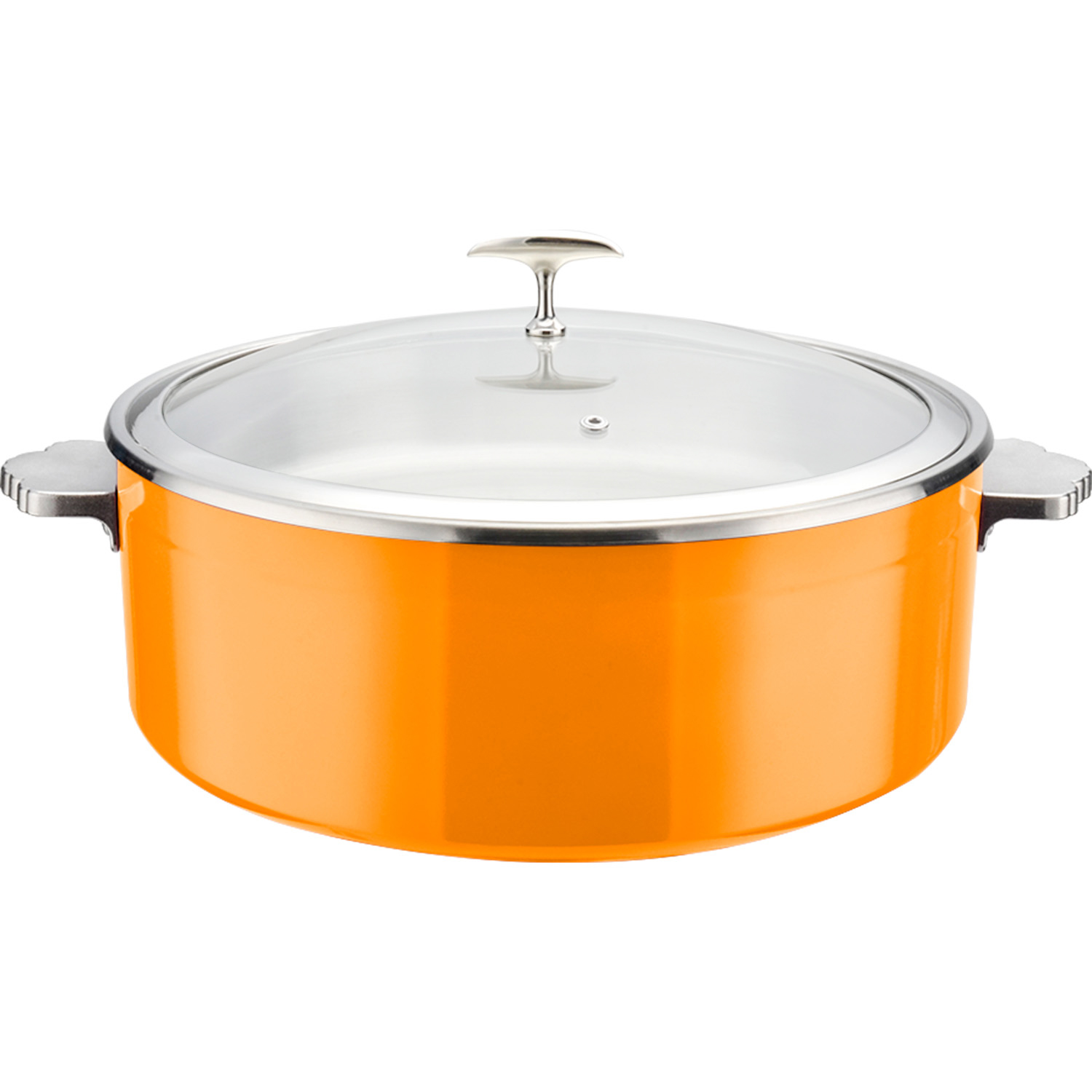 Serveerimis- ja kuumutusnõu klaaskaanega & keraamilise sisuga Kolmekihiline haamerdatud pind ⌀320x120mm Oranž | Adexa E0912015M Serveerimis- ja kuumutusnõu klaaskaanega & keraamilise sisuga Kolmekihiline haamerdatud pind ⌀320x120mm Oranž | Adexa E0912015M - Image 1