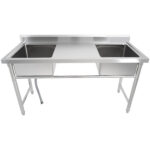 Valamu roostevaba teras 1570x600x900mm 2 kaussi pritsmekaitsega | Adexa YDRST60160X2M - Image 4