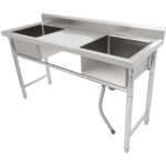 Valamu roostevaba teras 1570x600x900mm 2 kaussi pritsmekaitsega | Adexa YDRST60160X2M - Image 2