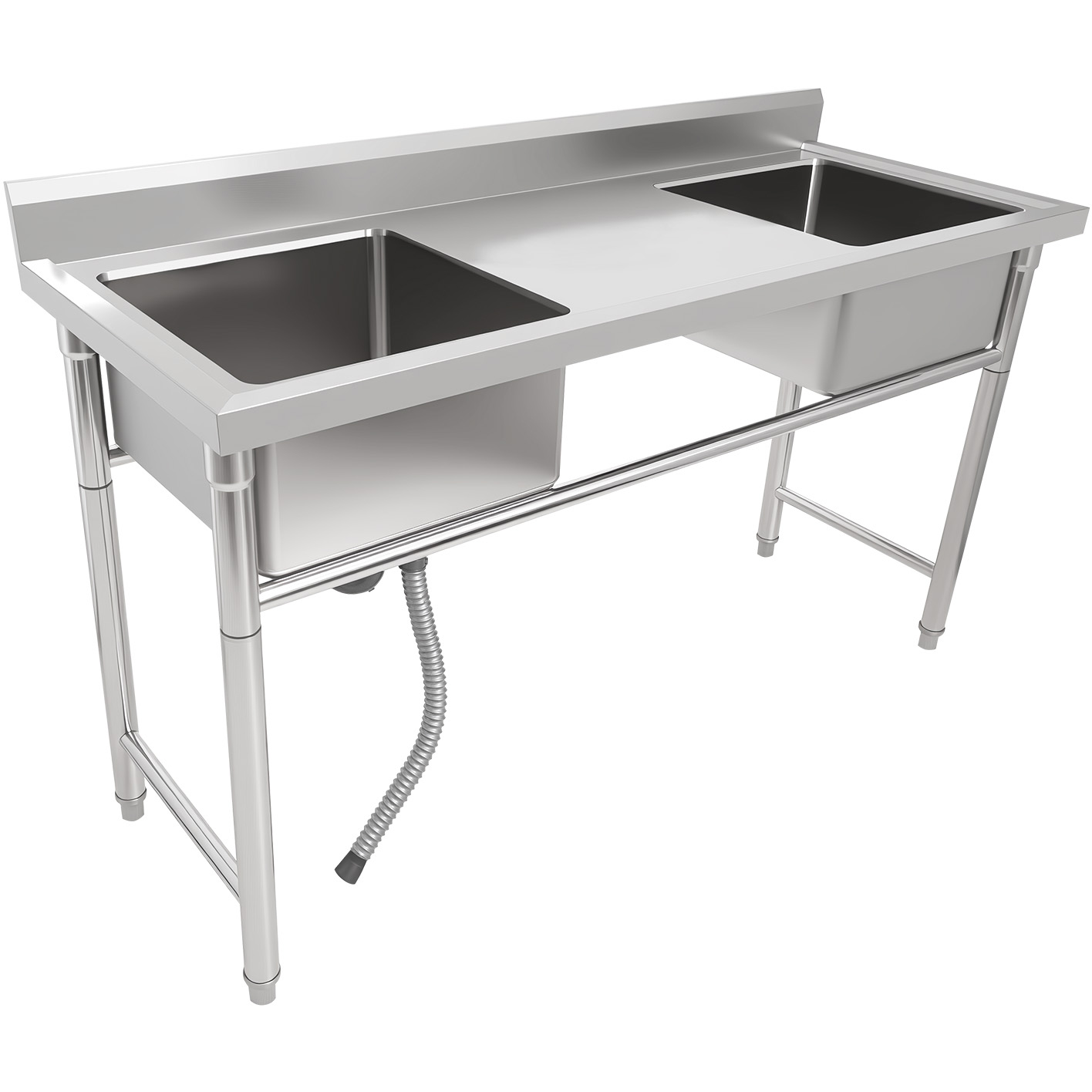 Valamu roostevaba teras 1570x600x900mm 2 kaussi pritsmekaitsega | Adexa YDRST60160X2M Valamu roostevaba teras 1570x600x900mm 2 kaussi pritsmekaitsega | Adexa YDRST60160X2M - Image 1