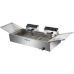 Kaubanduslik fritüür ühetankiline kahe tsooniga elektriline 26 liitrit 7,8 kW lauapealne äravoolukraaniga | Adexa EF26L