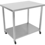 Kaubanduslik mobiilne töölaua ratastel, roostevabast terasest alumine riiul 1000x700x900mm | Adexa DWTC70100