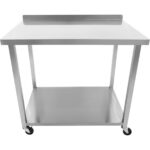 Kaubanduslik mobiilne töölaua ratastel roostevabast terasest alumise riiuli ja tagaservaga 1000x700x900mm | Adexa DWTC70100B - Image 3