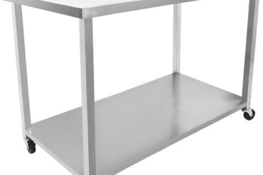 Kaubanduslik mobiilne töölaud ratastega, roostevabast terasest alumine riiul ja tagaserv 1200x700x900mm | Adexa DWTC70120B